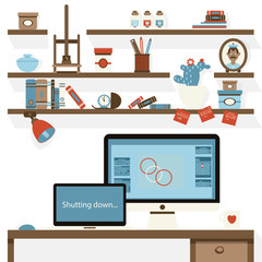 Creative office workspace, with computer.