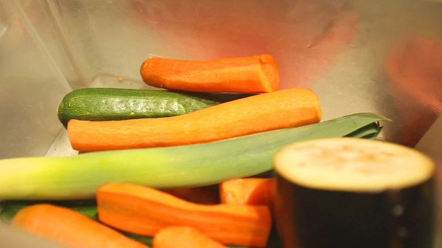 Fresh vegetables in plastic container