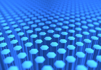 Obraz premium A scientific image of many blue glass hexagons.