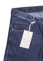 Blue Jeans With Label On White Background