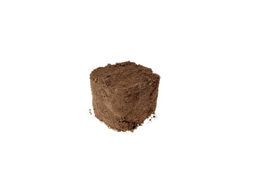 Block of dirt with a white background