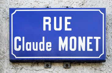 Ancien modèle de plaque de la rue Claude Monet (Giverny)