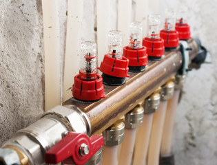 system heating pipes closeup