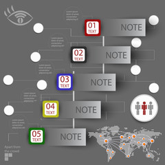 Elements of infographics with a map of the world