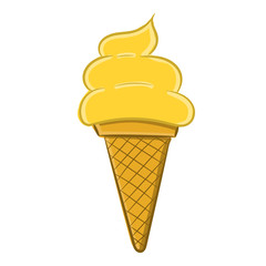 Lemon vanilla ice cream in a waffle cup. Painted by hand.