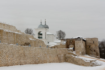 Izborsk fortress in winter