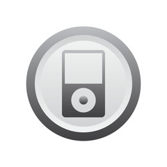 Portable media player icon. Flat design style. grey button