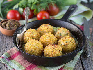 Fish cakes. Soft focus