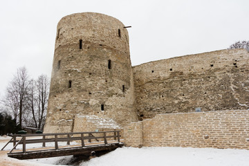 Izborsk fortress in winter