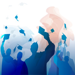 Graduation in silhouette in water color style