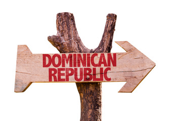 Dominican Republic wooden sign isolated on white background
