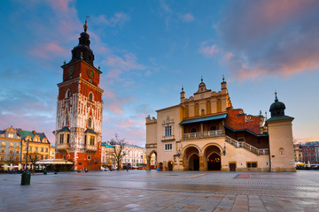 Fototapeta The Cloth Hall and Town Hall Tower inKrakow, Poland. obraz