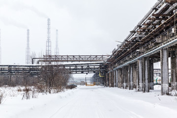 Fototapeta premium metal rusty pipes and smokestacks