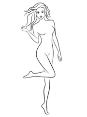 Beautiful girl posing while standing on a one foot