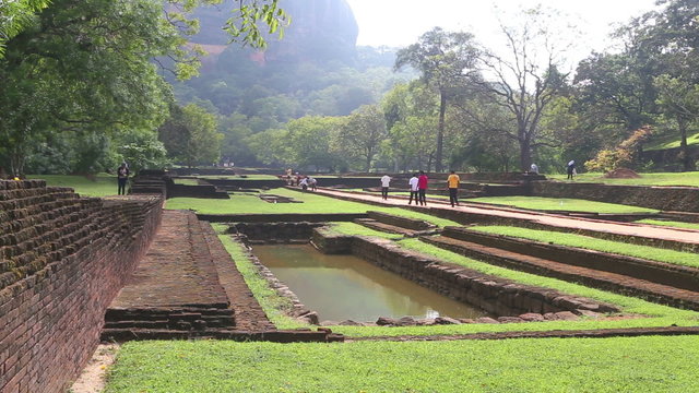 SIGIRIYA, SRI LANKA - FEBRUARY 2014: The view of gardens in Sigiriya, an ancient palace located in the central Matale District.