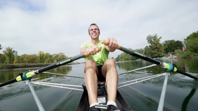rowing training on river