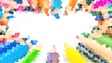 bunch of different colors forming heart on white background