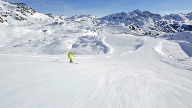 alpine skier enjoying skiing