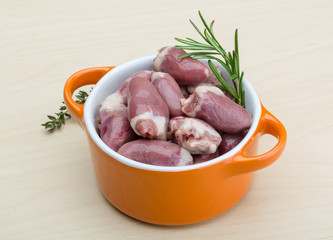 Raw chicken hearts