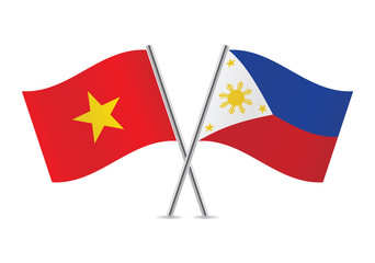 Vietnamese and Philippines flags. Vector illustration.
