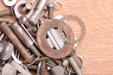 Different screws and other parts, close up