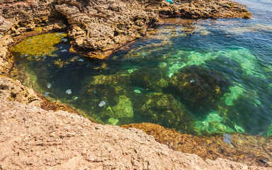 Beautiful Sea Lagoon clear blue water resort in Tarhankut