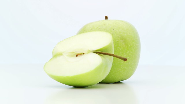 single and sliced apple low perspective