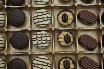 Chocolate candies in a box