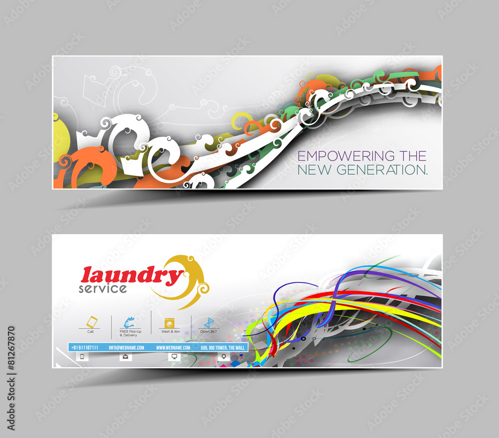 Poster laundry service business web banner & header layout.