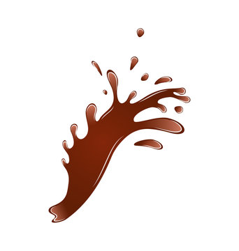 Splash hot chocolate isolated on white background