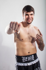 Obraz premium Thai boxing Artem Levin in studio