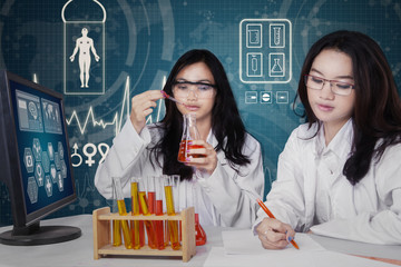 Students working in the modern lab