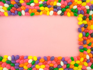 Jelly Beans Frame and Background ( Pink Background )