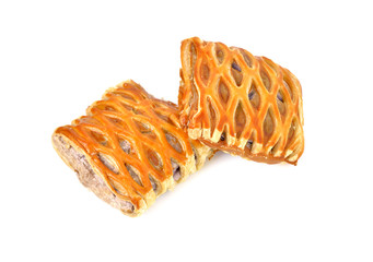 sweet taro pie on white background