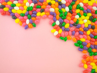Obraz premium Jelly Beans Frame and Background ( Pink Background )
