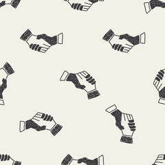 doodle handshake seamless pattern background