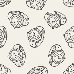 watch doodle drawing seamless pattern background