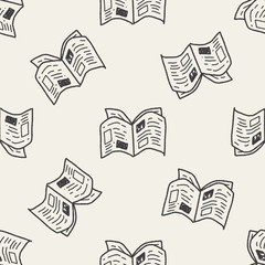 newspaper doodle drawing seamless pattern background