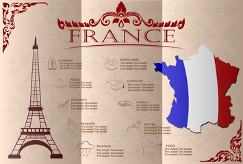 France infographics, statistical data, sights. Vector