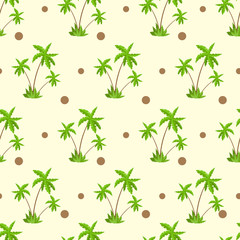 palm tree with coconut pattern over yellow sand