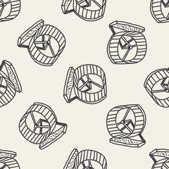 Pet exercise wheel doodle seamless pattern background
