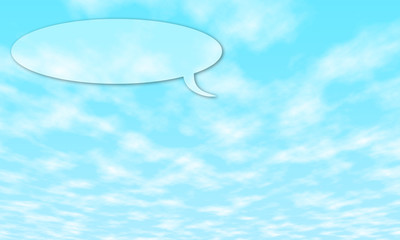 Cartoon speech and thought bubbles on blue sky background