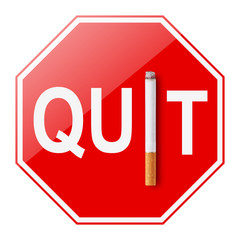 Quit smoking sign on white background