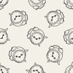 doodle alarm clock seamless pattern background