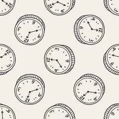 clock doodle seamless pattern background