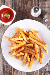 french fries and ketchup