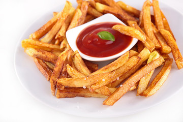 french fries and ketchup
