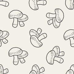 Mushroom doodle seamless pattern background