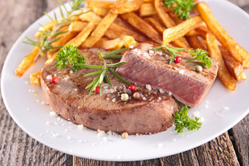 grilled steak and french fries