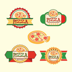 Pizza, label, logo pizza shop, pizzeria or caf&eacute;